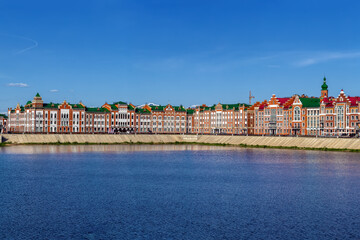 Fototapeta premium Embankment of the Malaya Kokshaga river, Yoshkar-Ola, Russia