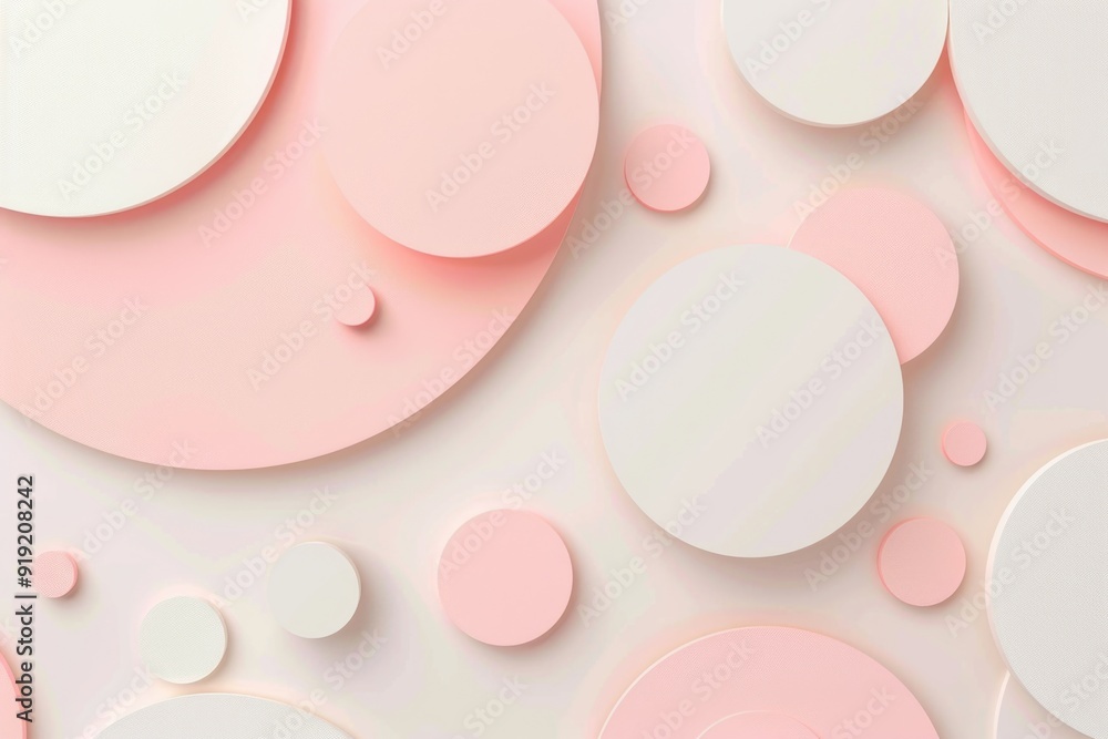 Poster A pattern of pink and white circles and dots on a background