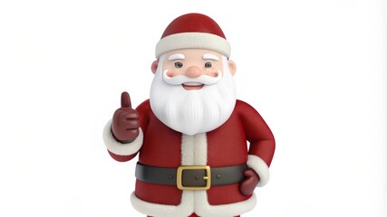 Smiling Santa Claus in Red Suit Giving Thumbs Up