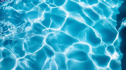 Pool water in varying shades of blue with intricate ripples and reflections, offering a refreshing and inviting look.