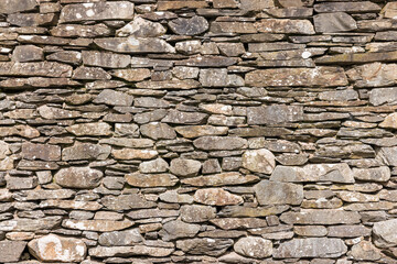 Dry stone wall detail, UK. Full frame pattern or background.