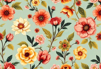 Vintage botanical wallpaper seamless pattern. Floral abstract print. Artistic seamless pattern. Fashionable template for design.