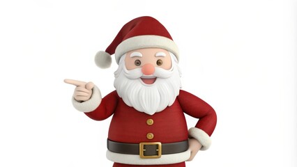 Cheerful Cartoon Santa Claus Pointing to the Right