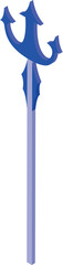 Blue trident standing on the ground isolated on white background