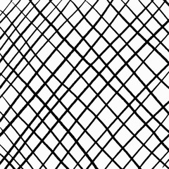 Square hand drawn checkered pattern, pencil black diagonal hatching on white background. Curved texture crosshatch, scribbles, strokes and lines, vector sketch.