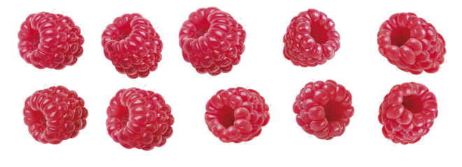 Himbeeren, unterschiedlich geneigt