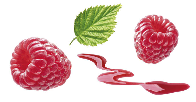Himbeeren mit Blatt und Sirup Deko