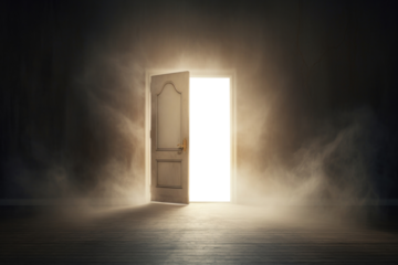PNG Mystical door opening mockup, transparent design