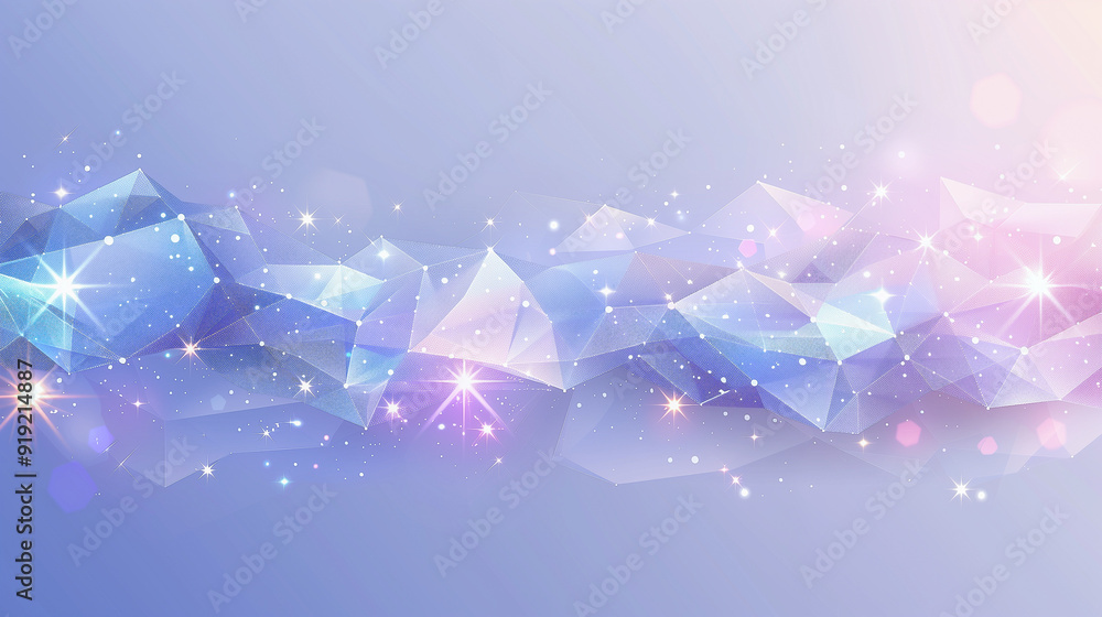 Poster sparkling blue polygonal wave background..