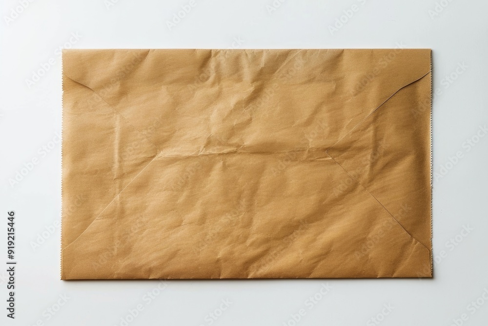 Poster A single piece of brown paper sits on a clean white surface, perfect for use in illustrations or designs where a simple yet effective texture is needed