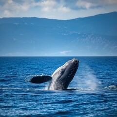 Fototapeta premium whale in the sea, AI generated