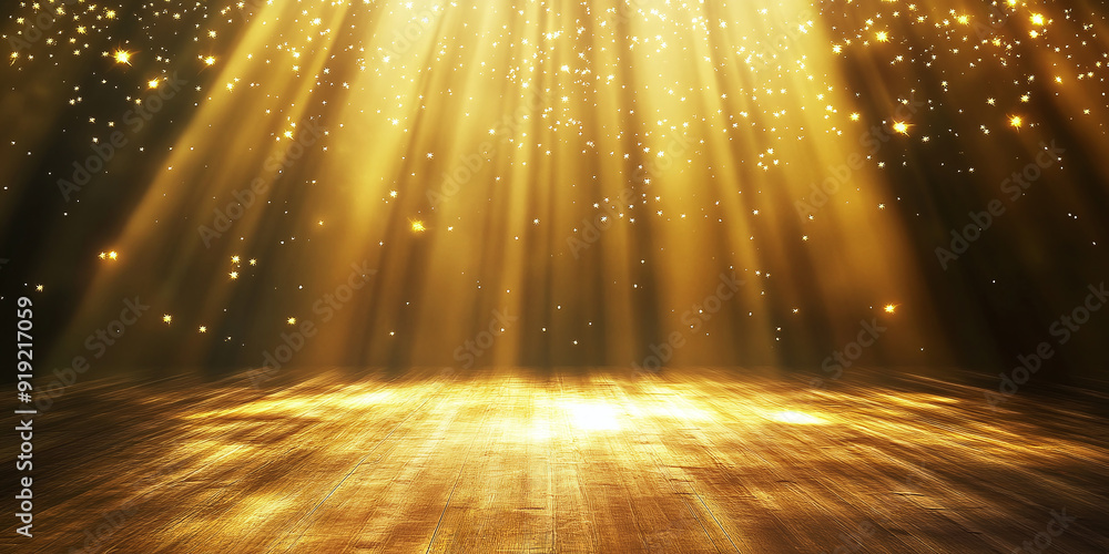 Poster golden stage background: an abstract gold background with a stage-like effect, designed to add a lux
