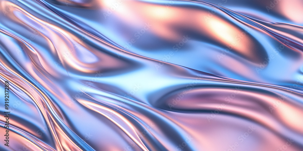 Poster glossy metallic abstraction: a sleek, polished metallic abstract background that reflects light with