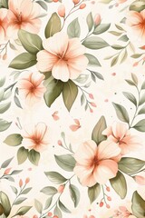 Obraz premium Beautiful summer flower pattern with pastel hues and delicate leaves