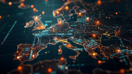 Fototapeta premium Interactive map of global e-commerce activity