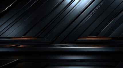 Obraz premium Abstract geometric background with black and gold stripes and platforms.