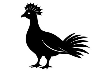 Victoria Crowned Pigeon Bird Silhouette Vector Illustration