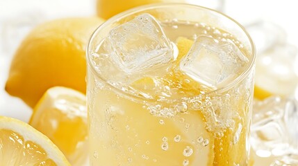 Refreshing Lemon Soda with Ice Cubes