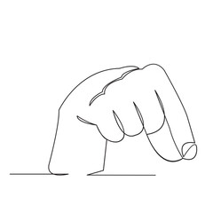 Obraz premium one open single drawn line art doodle hand, deaf, sign, finger, language, gesture. Isolated hand-drawn outline image on a bol background. the letter Q