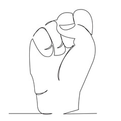 one open single drawn line art doodle hand, deaf, sign, finger, language, gesture. Isolated hand-drawn outline image on a bol background. the letter S