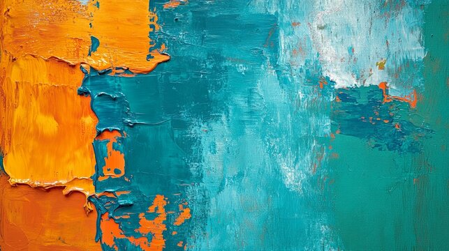 abstract dramatic abstract painting by rothko in teal and orange