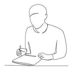 One continuous single drawn line art doodle student, people, education, school, young, girl, college. Isolated hand-drawn outline image on white background.