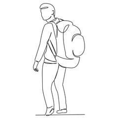 continuous single drawn one line tourist hand-drawn picture silhouette. Line art. doodle
