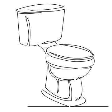 recommend clip art: continuous single drawn one line toilet toilet bowl hand-drawn picture silhouette. Line art. doodle