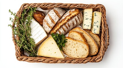 Basket of Artisan Bread and Cheese