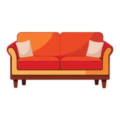 red sofa isolated on white