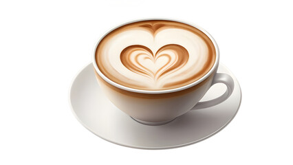 Cappuccino with Heart Latte Art - Isolated PNG


