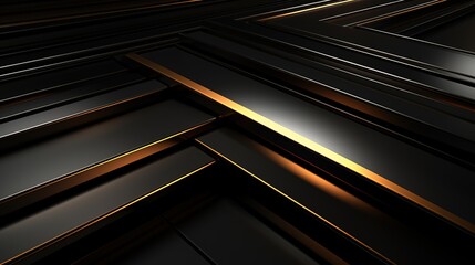 Obraz premium Abstract geometric pattern with black and gold lines.