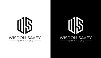 Fototapeta premium letter WS logo design vector on white and black background.