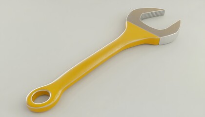 Obraz premium Yellow adjustable wrench isolated on white background.