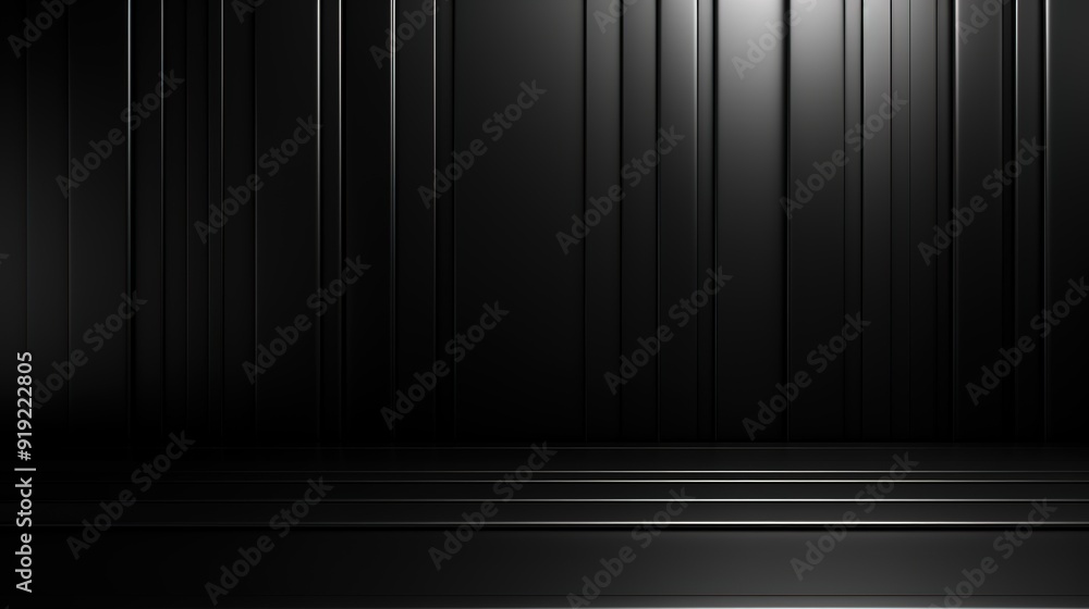 Poster black abstract background with a horizontal platform.