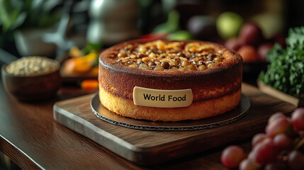 Fototapeta premium A round cake with the 