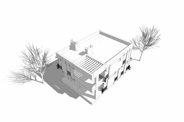 Naklejka premium Architectural drawing 3d illustration