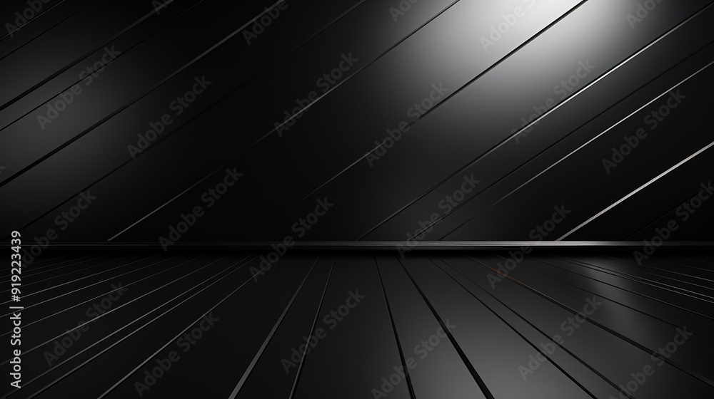 Poster black abstract background with diagonal lines and a platform.