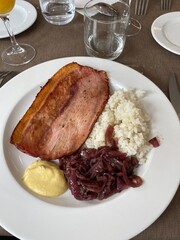 ham, rice and cooked shallot dish