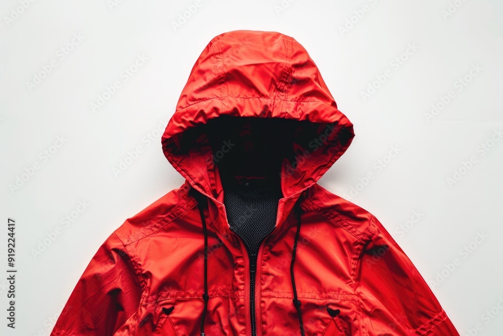 Poster a single red jacket on a plain white background