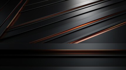 Abstract black and orange geometric background with glowing edges.