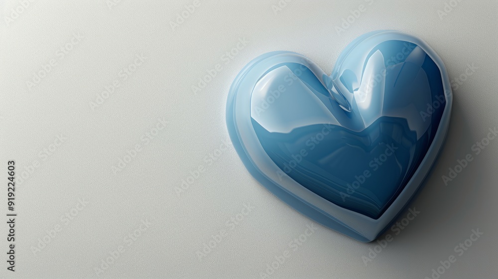 Aufkleber glossy blue heart shaped object on a smooth surface in soft lighting