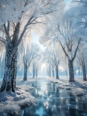winter landscape with trees and snow