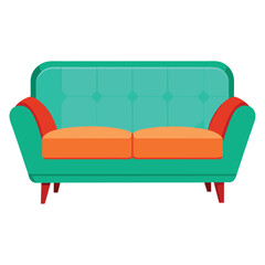 red sofa isolated on white