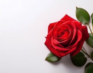 Fototapeta premium Pure Passion: Wedding Red Rose with Text Space on White 