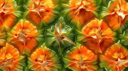 Fresh pineapple skin closeup macro view seamless pattern background