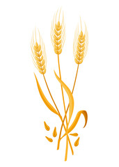 Cereals or grain plant icon. Isolated agriculture, wheat, farm crop harvest. Ripe agricultural plant vector illustration