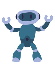 Childhood girl room design element, robot toy. Cartoon character isolated on white background. Vector illustration