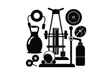 Gym Fitness Instrument Silhouette Illustration 