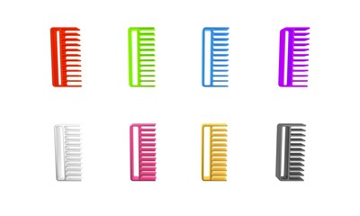 Colorful Hairbrush icon isolated on white background. Comb hair sign. Barber symbol. Minimalism concept. 3D render illustration